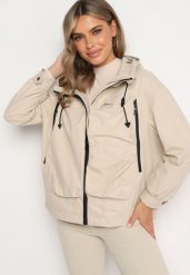Beżowa Kurtka Wiatrówka z Kieszeniami i Ściągaczami Braliana. Brązowe kurtki Born2be, l, bez wzorów, eleganckie, bez kaptura. W wyprzedaży za 146.99 zł.
