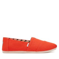 Półbuty Toms. Czerwone półbuty wsuwane TOMS, bez wzorów, bez obcasa, na płaskiej podeszwie. Za 159.99 zł.
