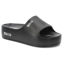 Klapki damskie Big Star, wodoodporne na grubej platformie profilowane na basen na wakacje, czarne, SS274721. Czarne klapki BIG STAR, bez wzorów, retro, bez obcasa, bez zapięcia. Za 89.99 zł.