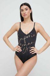 EA7 Emporio Armani jednoczęściowy strój kąpielowy kolor czarny miękka miseczka. Czarne stroje jednoczęściowe EA7 Emporio Armani, bez wzorów, z dzianiny. Za 439.99 zł.