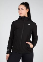 Mina Softshell Kurtka - Czarny. Czarne kurtki GORILLA WEAR, s, bez wzorów, z elastanu, bez kaptura, na fitness i siłownię. Za 458.00 zł.
