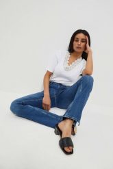 Jeansy typu flare. Jeansy MOODO, xs, bez wzorów, z bawełny. W wyprzedaży za 59.99 zł.