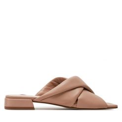 Klapki HÖGL. Brązowe klapki Högl, bez wzorów, bez obcasa, bez zapięcia. Za 599.99 zł.