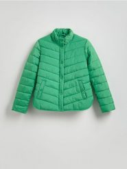 Pikowana kurtka - zielony. Zielone kurtki Reserved, l, bez wzorów, z tkaniny, klasyczne, bez kaptura. Za 119.99 zł.