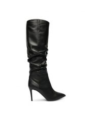 Pollini Kozaki SA26038M0NTE0000 Czarny. Czarne kozaki Pollini, bez wzorów, ze skóry, bez obcasa, na szpilce, bez zapięcia. Za 2,829.00 zł.