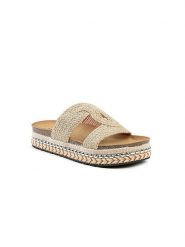 Foreverfolie Klapki w kolorze beżowym rozmiar: 37. Brązowe klapki Foreverfolie, bez wzorów, klasyczne, z otwartym noskiem, bez obcasa, na platformie, bez zapięcia. Za 69.10 zł.