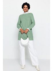 Trendyol Sweter w kolorze zielonym rozmiar: L. Zielone swetry Trendyol, l, bez wzorów, ze splotem, bez ramiączek. Za 117.73 zł.