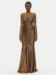 NORMA KAMALI Sukienka wieczorowa ST4243SQE38151 Złoty Slim Fit. Żółte sukienki Norma Kamali, xs, bez wzorów, z syntetyku, wizytowe, bez kołnierzyka, bez ramiączek. Za 1,549.00 zł.