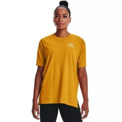Koszulka damska Under Armour Oversized Graphic SS. Żółte t-shirty sportowe Under Armour, xs, bez wzorów, bez ramiączek. Za 79.99 zł.