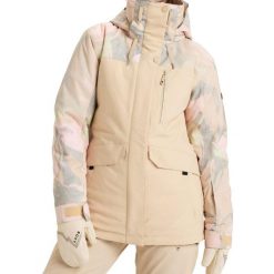 Kurtka narciarska damska Roxy Dawnrae Parka. Brązowe płaszcze Roxy, bez wzorów, z poliesteru, sportowe, bez kaptura. W wyprzedaży za 642.49 zł.