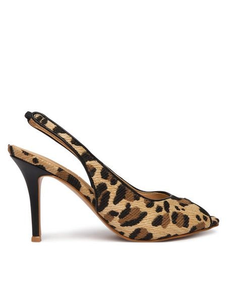 Guess Sandały FLJKL2 ELE07 Beżowy jasny. Brązowe sandały Guess, z aplikacjami, z materiału, bez obcasa, na szpilce, bez zapięcia. Za 575.99 zł.