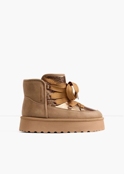 Ocieplane botki sznurowane Tom Tailor. Brązowe botki bonprix, bez wzorów, bez obcasa, bez zapięcia. Za 154.99 zł.
