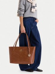 Beverly Hills Polo Club Torebka CEO-BHPC-L-013-10 Brązowy. Brązowe shopper bag Beverly Hills Polo Club, bez wzorów, ze skóry, bez dodatków. Za 219.99 zł.