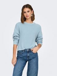 ONLY Sweter w kolorze błękitnym rozmiar: XL. Niebieskie swetry ONLY, xl, bez wzorów, ze splotem, bez ramiączek. Za 96.83 zł.