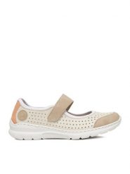 Rieker Półbuty CEO-L32B5-81 Écru. Półbuty wsuwane Rieker, bez wzorów, ze skóry, bez obcasa, na płaskiej podeszwie. Za 319.99 zł.