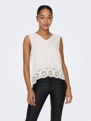 ONLY Bluzka 15296317 Biały Regular Fit. Białe bluzki ONLY, m, bez wzorów, z wiskozy, bez kołnierzyka, bez ramiączek. Za 139.99 zł.