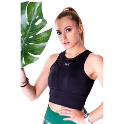 Stanik sportowy damski 2skin QUEEN BLACK. Czarne biustonosze sportowe 2SkIN, bez wzorów, z elastanu, na fitness i siłownię. Za 119.00 zł.