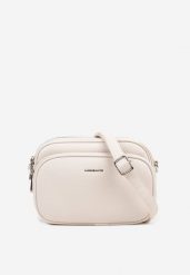 Jasnobeżowa Dwukomorowa Torebka Typu Listonoszka Ellirin. Brązowe shopper bag Renee, bez wzorów, eleganckie, bez dodatków. W wyprzedaży za 119.99 zł.