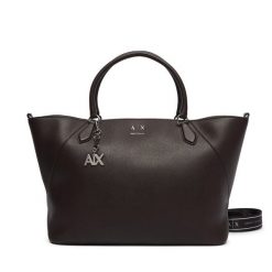 Torebka Armani Exchange. Brązowe shopper bag Armani Exchange, bez wzorów, bez dodatków. Za 829.99 zł.