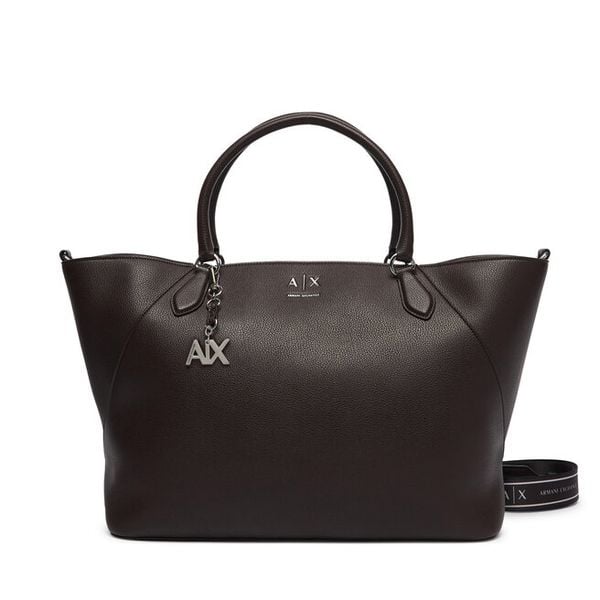 Torebka Armani Exchange. Brązowe shopper bag Armani Exchange, bez wzorów, bez dodatków. Za 829.99 zł.