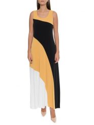 Calvin Klein Sukienka w kolorze czarno-żółtym rozmiar: M. Czarne sukienki Calvin Klein, m, bez wzorów, bez kołnierzyka, bez ramiączek, maxi. Za 252.12 zł.