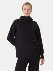 LOLA CASADEMUNT Sweter LF2511010 Czarny Regular Fit. Czarne swetry LOLA CASADEMUNT, xs, bez wzorów, z wiskozy, bez ramiączek. Za 659.99 zł.