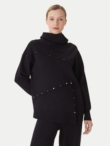 LOLA CASADEMUNT Sweter LF2511010 Czarny Regular Fit. Czarne swetry LOLA CASADEMUNT, xs, bez wzorów, z wiskozy, bez ramiączek. Za 659.99 zł.