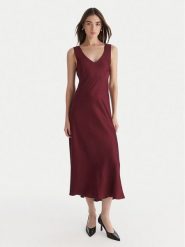 ViCOLO Sukienka koktajlowa TF0247 Bordowy Regular Fit. Czerwone sukienki ViCOLO, l, bez wzorów, z wiskozy, wizytowe, bez kołnierzyka, bez ramiączek. Za 399.99 zł.