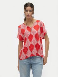 Vero Moda Bluzka Tula 10308984 Czerwony Regular Fit. Czerwone bluzki Vero Moda, s, bez wzorów, z wiskozy, bez kołnierzyka, bez ramiączek. Za 59.99 zł.