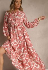 Różowa Kwiecista Sukienka z Wiskozą o Rozkloszowanym Kroju Filennea. Czerwone sukienki Renee, na co dzień, l, bez wzorów, z jeansu, eleganckie, bez kołnierzyka, bez ramiączek, maxi, rozkloszowane. W wyprzedaży za 111.99 zł.