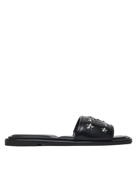 DKNY Klapki K1622909 Czarny. Czarne klapki DKNY, bez wzorów, ze skóry, bez obcasa, bez zapięcia. Za 310.99 zł.