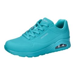 Buty do chodzenia damskie Skechers 73690TURQ. Niebieskie buty treningowe Skechers, bez wzorów, z jeansu, bez zapięcia, trekkingowe. Za 289.00 zł.