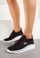 Czarne Wsuwane Buty Sportowe Sneakersy z Elastyczną Cholewką Telithiela. Czarne buty sportowe lifestyle Renee, z aplikacjami, z dzianiny, bez zapięcia. W wyprzedaży za 55.99 zł.
