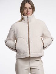 Rino & Pelle Damowa kurtka z futerka typu teddy Kobiety biały, 38. Białe kurtki Rino & Pelle, bez wzorów, bez kaptura. Za 599.95 zł.