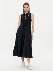 Tommy Hilfiger Sukienka letnia WW0WW41272 Granatowy Regular Fit. Niebieskie sukienki Tommy Hilfiger, l, bez wzorów, z bawełny, bez kołnierzyka, bez ramiączek. Za 499.99 zł.