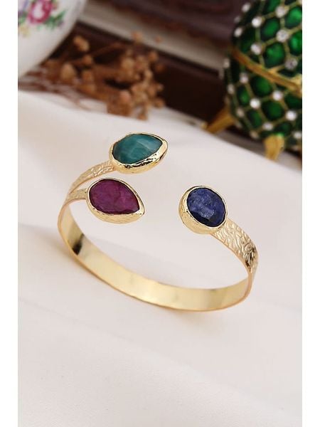 L'Atelier de Gaia Pozłacana bransoletka z szafirem i agatami rozmiar: onesize. Niebieskie bransoletki L'Atelier de Gaia, z agatem, pozłacane. Za 135.17 zł.