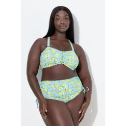 Damskie Bikini kwiaty ozdobne tasiemki regulowane ramiączka. Niebieskie bikini Ulla Popken, bez wzorów, z elastanu. Za 244.99 zł.