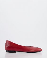 DWUKOLOROWE BALERINY KATIA22 RED-NERO. Czerwone baleriny Venezia, bez wzorów, ze skóry, bez obcasa, bez zapięcia. Za 339.00 zł.