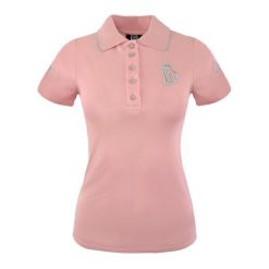 Koszulka polo jeździecka Marta różowa. Czerwone t-shirty sportowe JD ATTACK, l, bez wzorów, z bawełny, bez ramiączek, na fitness i siłownię. Za 129.99 zł.