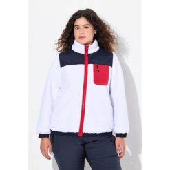Damskie Kurtka z pluszowego polaru naszywka stójka. Białe kurtki Ulla Popken, plus size, z aplikacjami, z materiału, bez kaptura. W wyprzedaży za 343.99 zł.