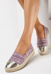 Fioletowe Espadryle z Tweedową Cholewką i Plecioną Podeszwą Erodiana. Fioletowe espadryle Born2be, bez wzorów, bez obcasa. W wyprzedaży za 67.99 zł.