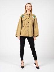 Pinko Koszula "Capo" | 101179 A0V4 | Kobieta | Wojskowa Zieleń. Zielone koszule Pinko, s, z aplikacjami, z bawełny, eleganckie, bez kołnierzyka, bez ramiączek. W wyprzedaży za 379.00 zł.