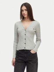 Calvin Klein Jeans Kardigan LV047G339G Szary jasny Slim Fit. Szare swetry Calvin Klein Jeans, xl, bez wzorów, z bawełny, bez ramiączek. Za 489.99 zł.