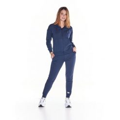 Bluza wygodna z kaptur na czas wolny na co dzień. Niebieskie bluzy LEONE 1947 APPAREL, s, bez wzorów, z dresówki, sportowe, bez ramiączek, bez kaptura. W wyprzedaży za 286.28 zł.