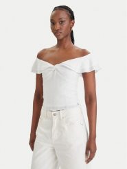 Guess Bluzka W6GP23 K3106 Biały Regular Fit. Białe bluzki Guess, xs, z aplikacjami, z syntetyku, bez kołnierzyka, bez ramiączek. Za 329.99 zł.