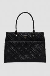 GUESS Czarna damska podróżna torebka Adelasia. Czarne shopper bag Guess, z aplikacjami, bez dodatków. W wyprzedaży za 389.99 zł.