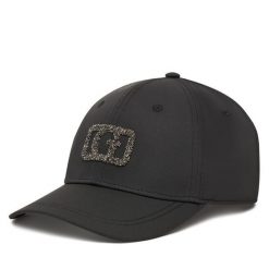 Czapka z daszkiem Guess. Czarne czapki z daszkiem Guess, z aplikacjami. Za 129.99 zł.