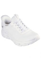 Buty SKECHERS SLIP-INS BOBS ARC WAVES Biały. Białe buty do biegania Skechers, bez wzorów, z materiału, bez zapięcia, do biegania. Za 332.99 zł.