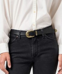 DAMSKI PASEK WRANGLER WESTERN SUN BELT BLACK 112365347. Czarne paski Wrangler, bez wzorów. Za 109.99 zł.