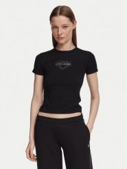 Guess Jeans T-Shirt W6YI05 K3640 Czarny Slim Fit. Czarne t-shirty Guess Jeans, xs, z aplikacjami, z bawełny, bez kołnierzyka, bez ramiączek. Za 159.99 zł.